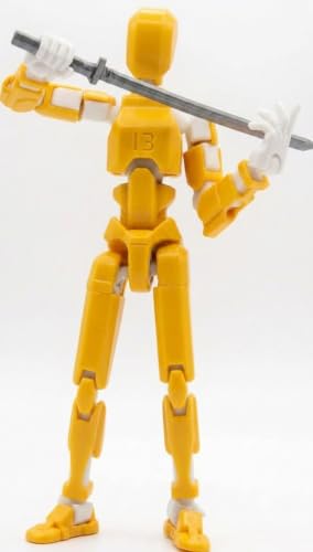 Image of (Do it Yourself) Action Figure Toys,DIY Assembly Dummy 13 Action Figures,Articulated Joints Robot,Gift Idea for Teens & Adults for 14+ (Yellow Armor White, Yellow Armor White)