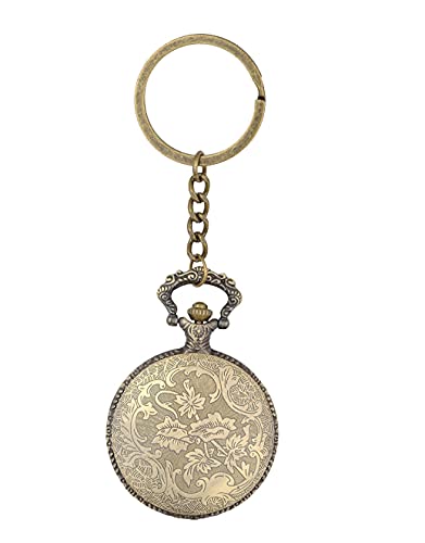 Image of AUGEN Pocket Watch Metal Keychain Paris Design Retro Vintage for Gifting With Key Ring Anti-Rust (Pack Of 1)