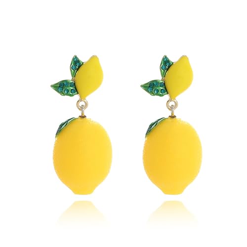 Lemon Earrings for Women Unique 3D Grape Lime Green Leaf Drop Dangle Earring Cute Funky Party Prom Jewelry Gift