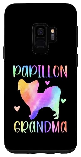 Galaxy S9 Papillon Grandma Papillon Dog Nana Rainbow Watercolor Case