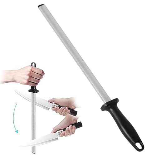 Diamond Sharpening Steel - 12 inch Knife Sharpener Professional Sharpening Steel for Kitchen Knife Cooking Knifes Butchers and Japanese Knifes