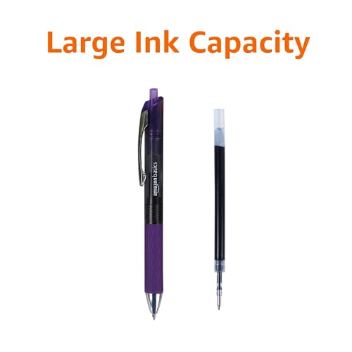 Image of Amazon Basics Retractable Gel Pens, Fine Point 0.7mm, Smooth Writing, Assorted Colors, 12-Pack