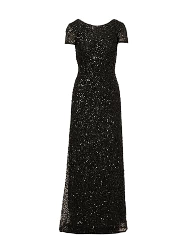 Adrianna Papell Women's Fully Beaded Gown with High Neckline, Black, 12M