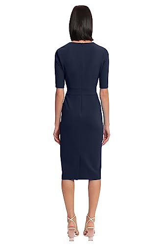 Image of Donna Morgan Women's Curved Waist Seam Crepe Workwear Dress Career Office Desk to Dinner Event Occasion Guest of