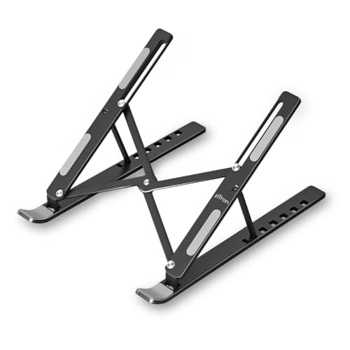 Image of pTron DeskMate M1 15.6 inch Laptop Stand, 7 Adjustable Height, Metal Alloy, Foldable, Portable Tabletop Laptop /Desktop Riser Stand Holder Compatible for MacBook, HP,Dell,Lenovo & All Other Notebook(Black)