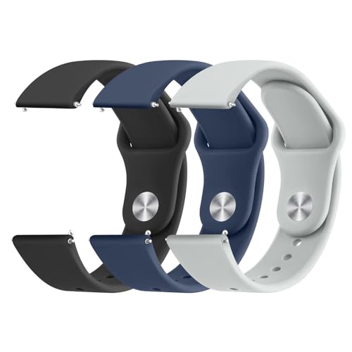 Meliya 3-Pack Bands Compatible for CARBINOX Blaze/X-Ranger/Vesta Smart Watch Bands 22mm Silicone Replacement Wristband for CARBINOX Smartwatch for Women Men (Black+Navy Blue+Gray)