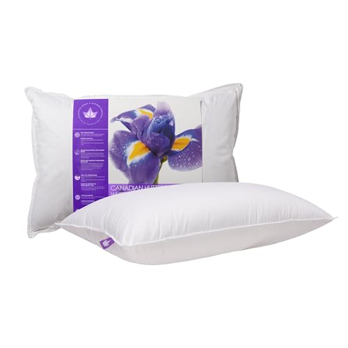 Canadian Down & Feather Co. - Medium Support Canadian Hutterite Goose Down Pillow King Size - 400 TC Shell 100% Cotton - Made in Canada