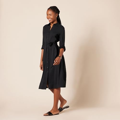 Image of Amazon Essentials Women's Georgette Long Sleeve Midi Length Shirt Dress