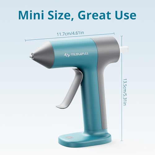 Image of Tilswall Cordless Hot Glue Gun W106 with 30s Fast Preheating Blue | Glue Gun Cordless & Rechargeable with Smart Power-Off, 2Ah Built-in Battery, 20pcs Glue Sticks, Ideal for DIY Craft, Repaire