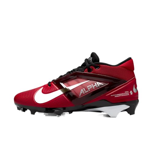 Nike Alpha Menace 4 Pro Football Cleats (FD7037-600, University Red/Metallic Silver/Team Red) Size 9