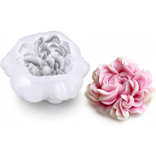 Ranunculus Flower Silicone Mold, 3D Peony Floral...