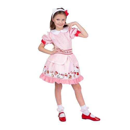 Jazwares Costume Play Hello Kitty Official Youth Halloween Dress - Premium Quality Printed Dress with Headband (M)