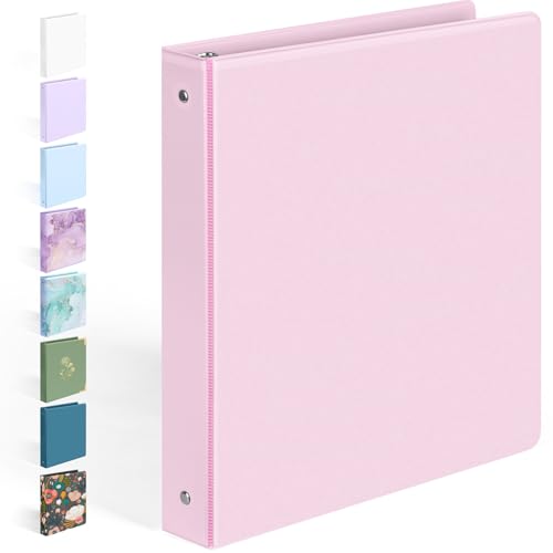 BinderX Extra Durable 3 Ring Binder, Round Rings 1 Inch Binder, Fits 175 Sheets of 8.5x11 Paper, Customizable View Cover with Inside Pockets, Cute 1