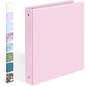BinderX Extra Durable 3 Ring Binder, Round Rings 1 Inch Binder, Fits 175 Sheets of 8.5×11 Paper, Customizable View Cover with Inside Pockets, Cute 1″ Binders, 1 Inch Binders 3 Ring, Pink