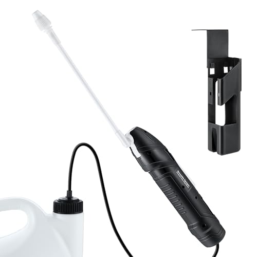 Qualirey Battery Powered Sprayer Wand with 38mm Cap Electric Sprayer Attachment for 1 Gallon Jugs Weed Killer and Pest Control Spray Nozzle with Hose and Holster(Black)