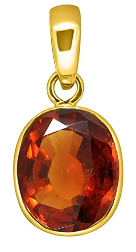 Grenat d'hésonite naturel 10,25 ratti sur médaillon Gomed en argent 925