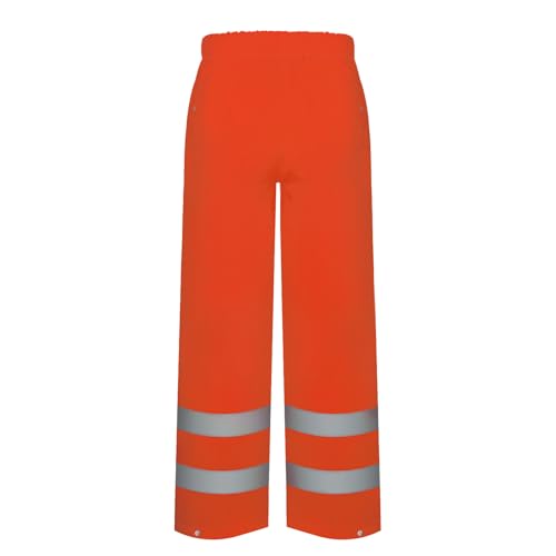 Image of TCCFCCT High Vis Rain Pants Rain Suits for Men Waterproof, Hi Vis Rain Pants for Men Women with Hood, High Visibility Rain Gear Reflective for Safety Work & Outdoor Activities, S-M Orange P