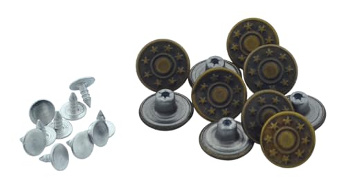 Büyük Boy 10 Adet Kot Pantolon Düğmesi, Jean Düğmesi Antik Sarı (bronz) 17 mm