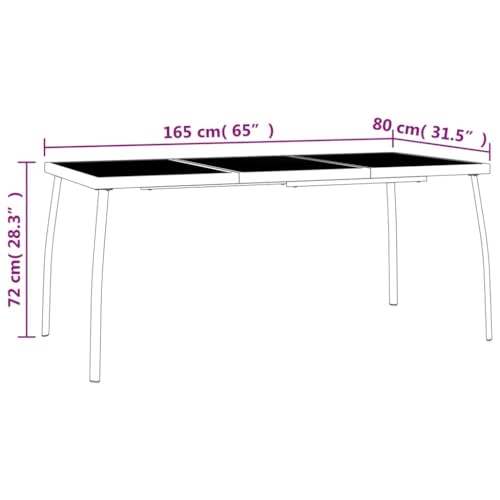 Table de jardin anthracite 165 cm grand modèle table de patio en acier