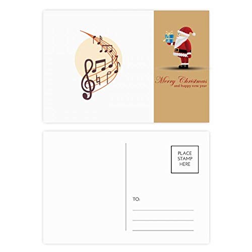 Cartes postales musique Père Noël de forme ronde pour correspondances festives