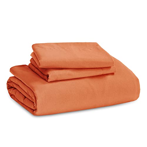 Image of Bedsure Burnt Orange Duvet Cover Full Size - 3 Pieces Prewashed Extra Soft Cotton-Like Bedding Set, Includes 1 Duvet Cover 80x90 Inches with Zipper Closure & 2 Pillow Shams, Comforter Not Included