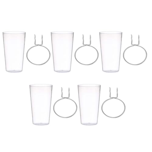 JECOMPRIS 5 Sets Pegboard Round Cup Holders with Hooks, 8.5cm Diameter Pegboard Organizer Cups for 500ml Bottles, Industrial Wall Storage for Workshop and Home Tools