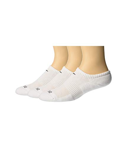 Image of Nike Everyday Plus Cushion No Show Socks 3-Pair Pack White /Black LG (US Men's Shoe 8-12, Women's Shoe 10-13)