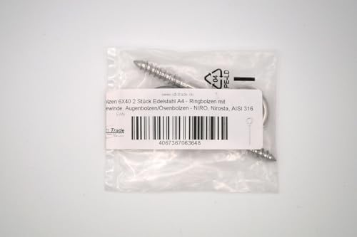 Eye bolt 8 x 100 stainless steel A4 - ring bolt with wood thread, eye bolt/eye bolt - NIRO, Nirosta, AISI 316 - Image 2
