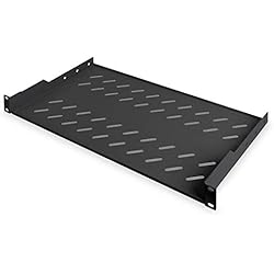 Rack Estanteria DIGITUS Professional - Estantería para fijación permanente a armarios de 483 mm (19´´) - DN-19 TRAY-1-SW - Adjunto en frente, carga 15 kg, desde 450 mm profundidad, 1 unidades de altura, color negro