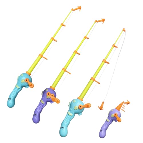 Timisea 3 Pcs Fishing Rod Pole Pool Toy Fishing Bath Toys Game for Bath Time Carnival Educational Learning Toys for Children Magnetic Fishing Rod Game