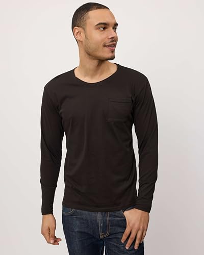 Real Essentials 3 Pack: Men's Cotton Performance Long Sleeve Crew Neck Pocket T-Shirt Athletic Top (Available in Big & Tall)2