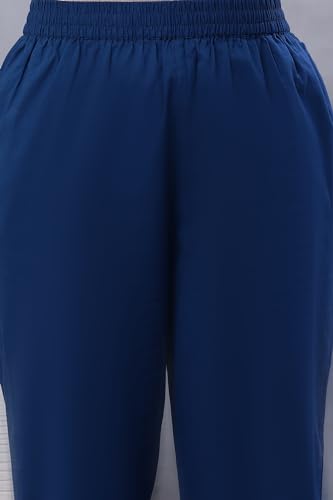 Image of W for Woman W Women Blue Geometric Print Cotton Kurta & Straight Pant