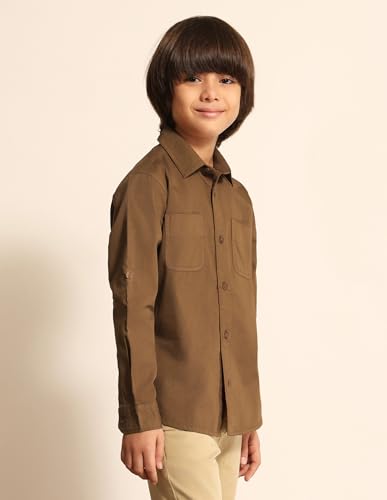 Image of Regular fit Solid Cotton Long Sleeves Casual Shirts