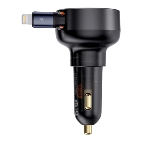 Image of Baseus Enjoyment Pro Car Charger C,Retractable IP Cable 55W Cluster Black