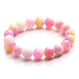 Blandinelove Bead Bracelet for Women Honey Peach Chalcedony Gemstone Beads Bracelets , Natural 10 mm...
