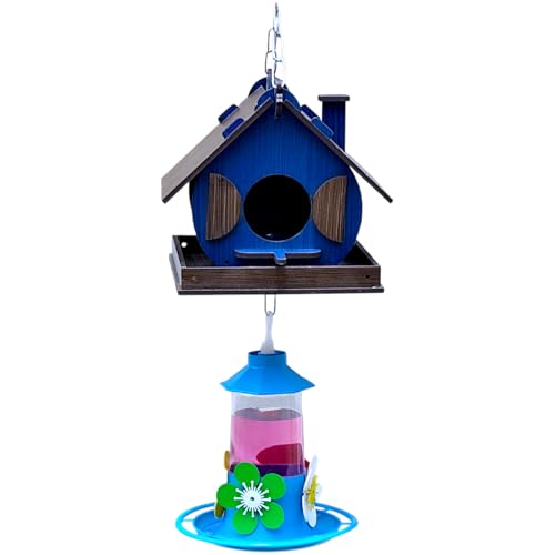 Casinha De Passarinho Decorativa Bebedouro Beija-flores (Azul Egípcio)