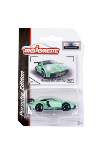 Image of Majorette Porsche 911 GT3 Cup 992 Diecast Car Model, Mint Green, 1:64 Scale, 3+ Years