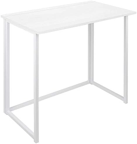 Leopard Outdoor Products Folding Computer Desk for Small Spaces, No-Assembly Space-Saving Home Office Desk, Foldable Computer Table, Laptop Table, Writing Desk, Compact Study Reading Table (White)