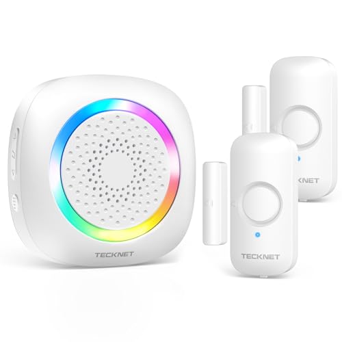 TECKNET Door Chimes When Door Opens, Wireless Door Sensor Chime Alarm with 1000Ft Range, 61 Songs, 5 Volume Levels, RGB Light, Door Chime for Business/Store/Home/Office When Entering