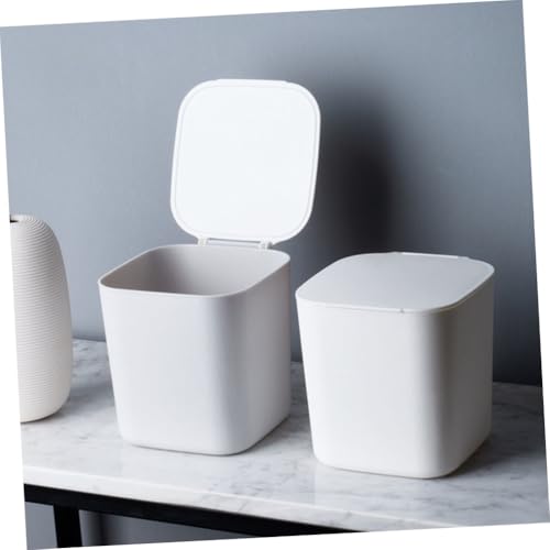 Basurero de escritorio pequeño rectangular blanco miniatura 6