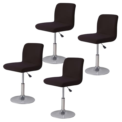 Image of WOMACO Bar Stool Cover with Back Printed Dining Room Square Swivel Barstool Chair Seat Cushion Slipcover for Counter Height Mid Low Back Chair Protector (4, Coffee)