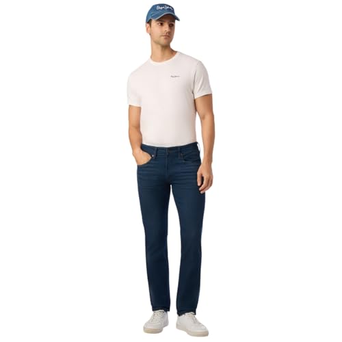 Image of Pepe Jeans Men's Straight Fit Jeans|Mid Rise |Stretchable Fabric| Jeans for Men | Available in Plus Size