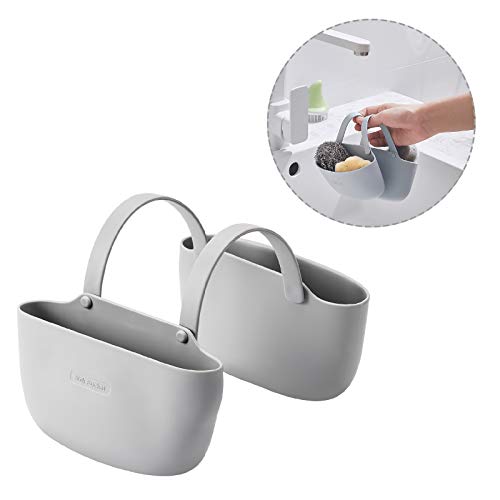 Qisiewell Porta Utensilios de Cocina Gris Esponja sostenedor del Fregadero Cesta