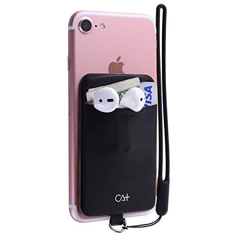 Card Holder for Back of Phone with Universal Wrist Strap for Cell Phone, Phone Wallet Strap ID Card Holder for iPhone (Black) Cover
