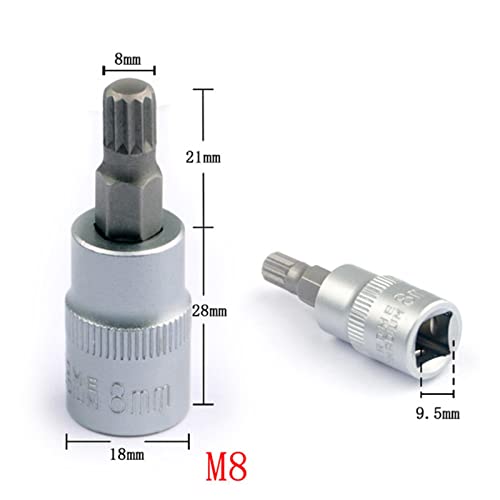 Acier 45# estampillé clair jeu de 8 douilles pour mécanique et tournevis - 6