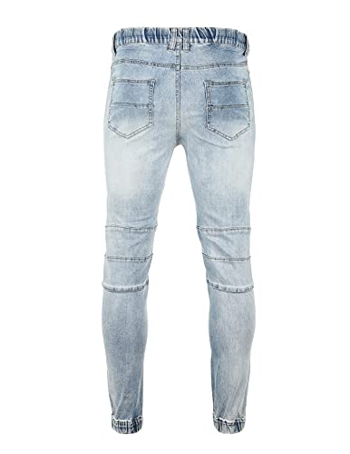 ZIMEGO Men's Vintage Washed Drop Crotch Hipster Stretch Jogger Denim Pants3