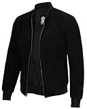 fjackets Real Suede Leather Bomber Jackets For Men - Baseball Leather Jacket Men - Black Suede Men Jacket | [1109155] Adamsville XL
