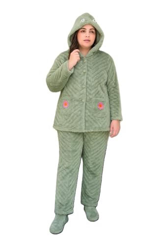 Image of Ukal Women's Wool Blend & Fleece Long Sleeve Pullover Hoodies Set Full Length Winter Nightwear Pajama and top Set Tracksuit Gym Suit Night Suit