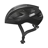 ABUS Rennradhelm Macator - sportiver Fahrradhelm für Einsteiger - auch für Zopfträger/-innen - für Damen und Herren - Schwarz Glänzend, Größe L