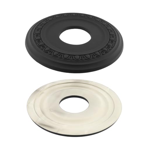 Image of Woogim 2PCS Non-Split Lighting Ceiling Medallion Black 12.2-Inch PU Plastic